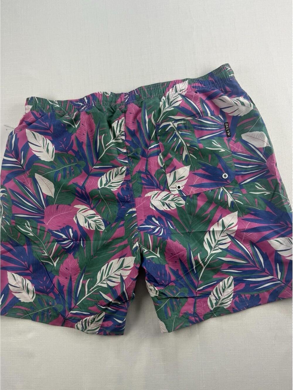 Brooklyn Cloth Swim Trunks Mens XL Pink Tropical Floral Volley Swim Shorts